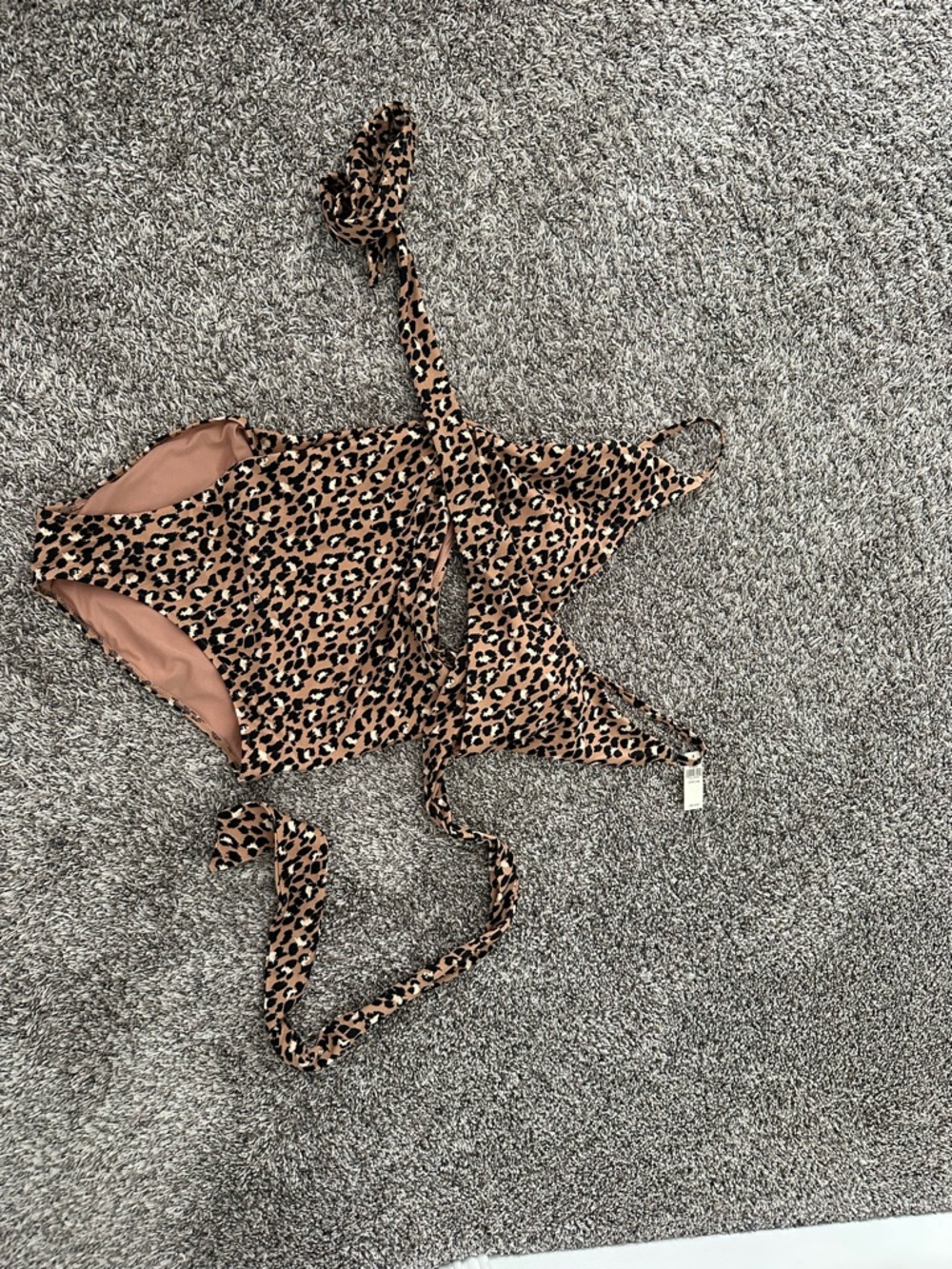 aerie Leopard Print One-Piece Swimsuit in Tan and Black